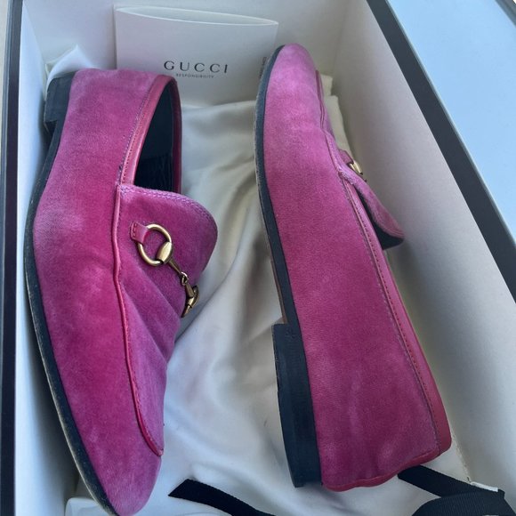 Gucci Pink Velvet Loafers (38) - Picture 2 of 9